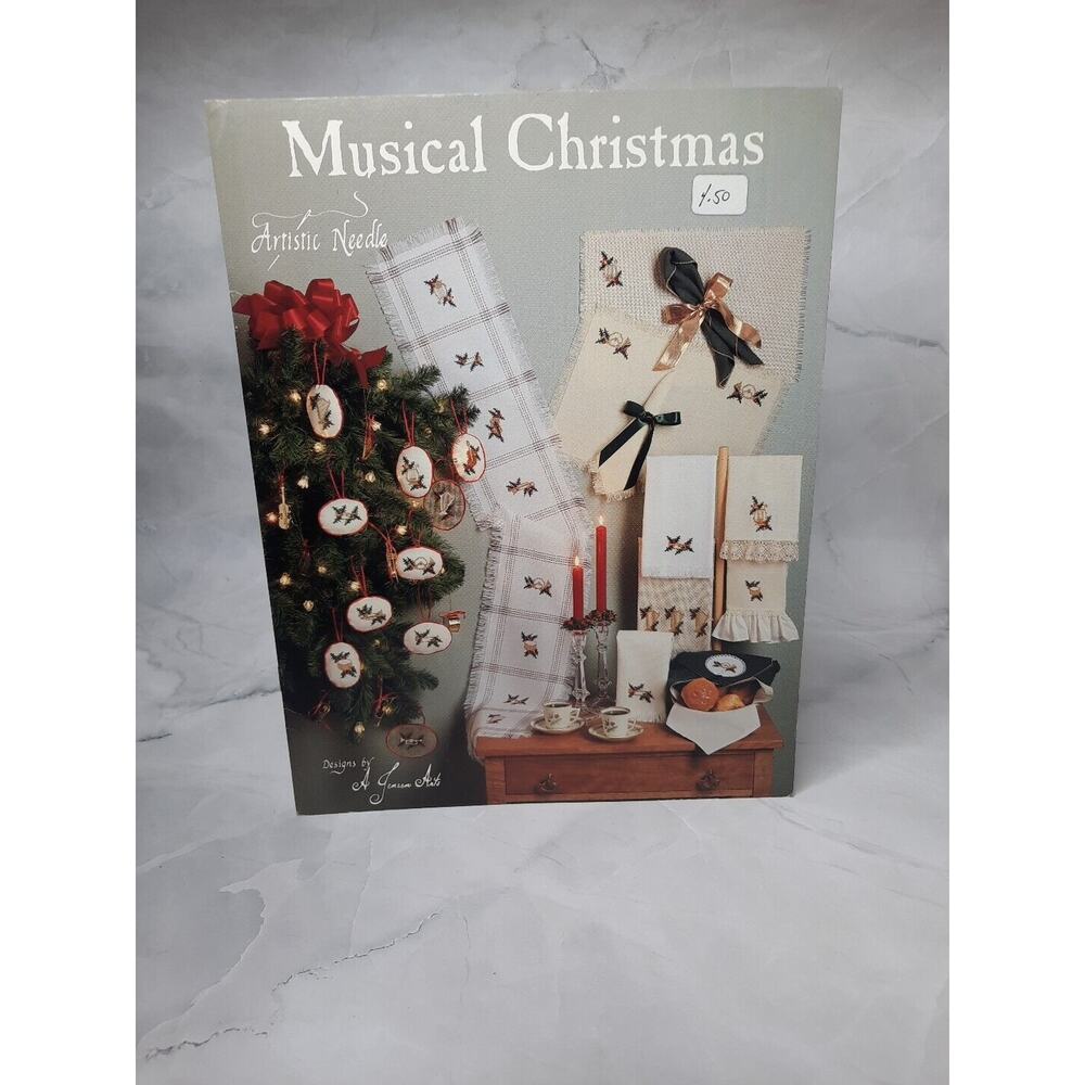 1989 Artistic Needle Cross Stitch Leaflet Musical Christmas Ornaments